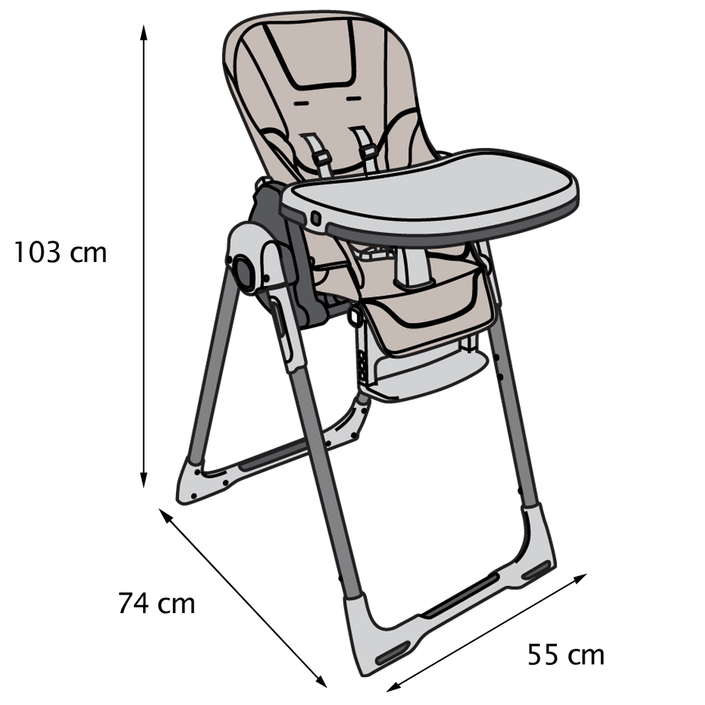 Chaise haute pour enfant à roulettes