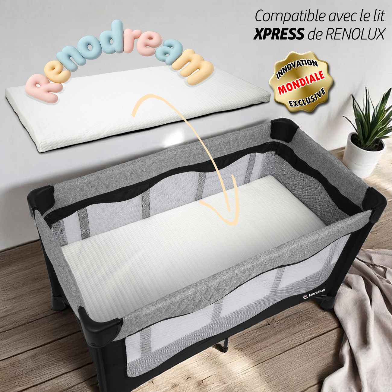 lifestyle matelas compatible lit parapluie XPress Renodream Snow Renolux