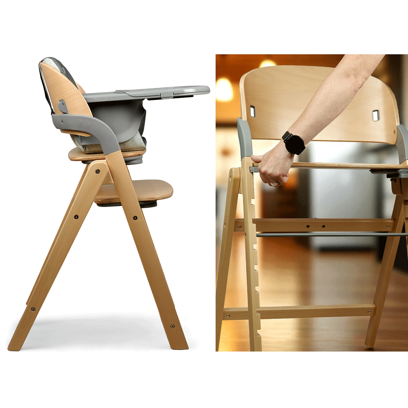 chaise haute bois pliante réglable Meridio Renolux