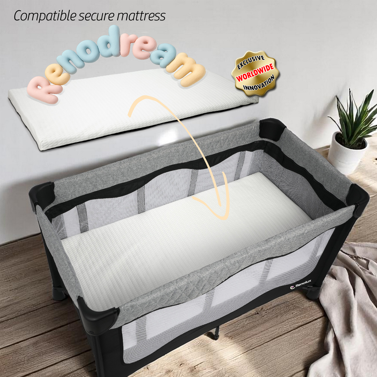 lifestyle travel cot compatible Renodream XPress Padded Griffin Renolux